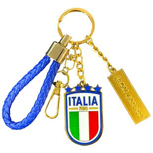 意大利国家队官方商品 | 双面队徽蓝金钥匙链足球徽章球迷