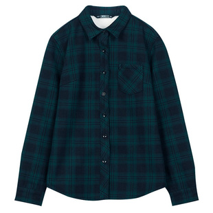 一体绒秋冬百搭纯棉加厚衬衣打底衫大码宽松黑白格子加绒衬衫女款