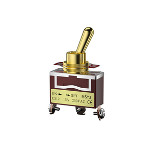 复古开关老式拨杆全黄铜手柄单双控扭钮子开关12V220V电灯用金色