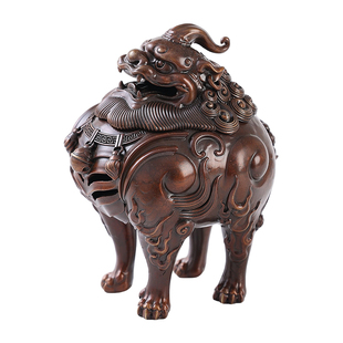 狻猊香炉家用室内黄铜香炉纯铜香薰炉熏香炉檀香盘香炉宣德炉摆件