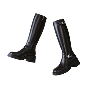 百丽厚底高长靴骑士靴女冬季新款真皮显瘦瘦长筒靴子3NC72DG4