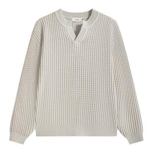 【托斯卡绒】ZIOZIA通勤男装25秋韩系简约小V领微阔毛衣ZEVE3621