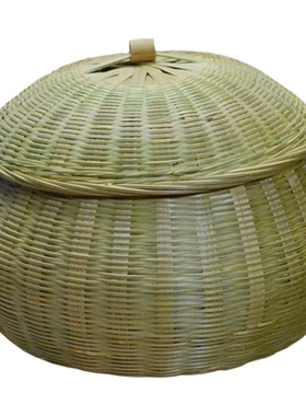 带盖竹编南瓜篮手工收纳筐