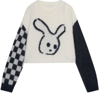 REVAN芮范2023秋季新品夏瀚合作款萌趣兔子提花毛衣RN70601138