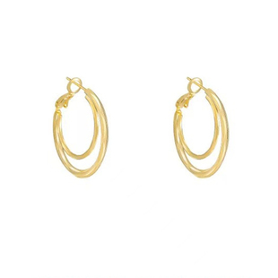 除恶蔡文静李晓雅同款金色耳环复古圆圈简约耳圈耳饰个性百搭轻奢