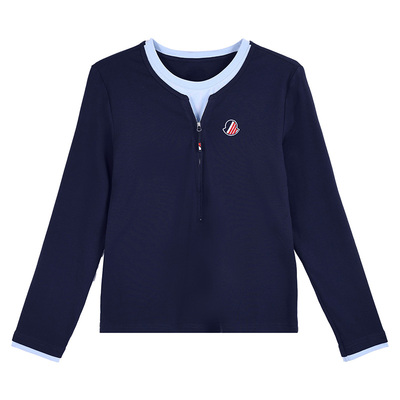 设计感长袖T恤女假两件正肩上衣