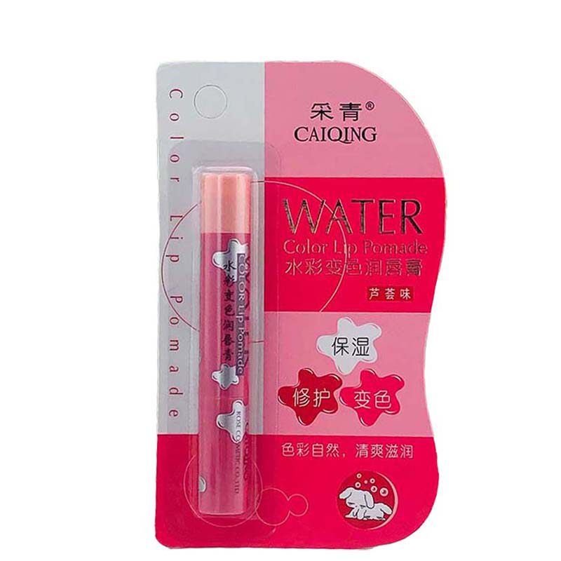 正品采青水彩变色润唇膏2.5g色彩自然清爽滋润学生粉红护唇膏包邮