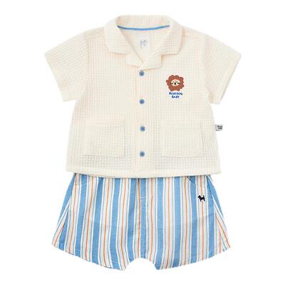 BLUEDOG蓝狗春夏衬衫套装儿童休闲短袖套装两件套男童休闲套装