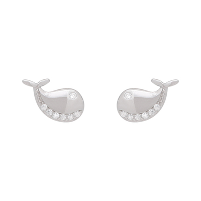 FourPin925银可爱小鲸鱼耳钉男女