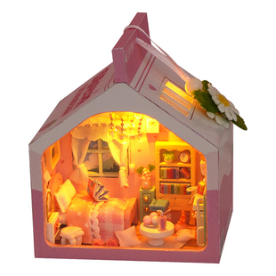 diy小屋手工拼装牛奶盒子房子微缩场景积木拼图模型玩具生日礼物