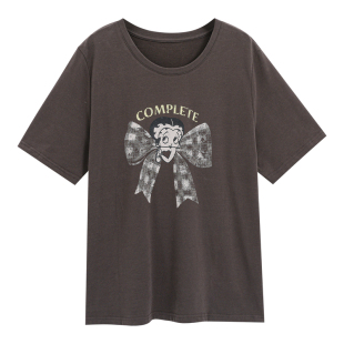 2026夏季新款宽松遮肉显瘦圆领短袖t恤大码女装胖mm百搭舒适上衣