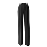 夏莫卡翻边西装裤时髦设计感显瘦黑色裤子女春夏酷飒风直筒裤6407