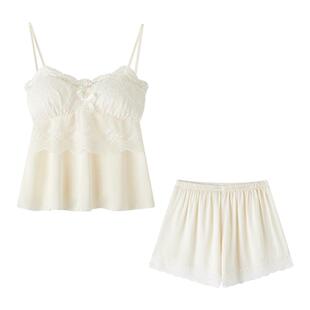 冰丝吊带睡衣女夏带胸垫夏季性感短裤女士家居服2026新款丝绸秋春