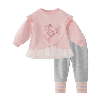 [7A抗菌]秋季女童套装宝宝甜美秋装小童洋气卫衣打底裤儿童衣服女