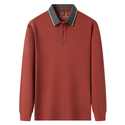 皮尔卡丹新款男士长袖纯棉T恤高端轻奢商务休闲翻领Polo衫丝光棉