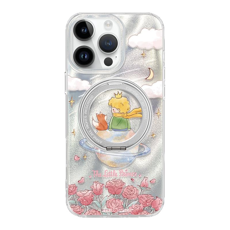 水彩王子玫瑰适用苹果17Promax手机壳新款ip15磁吸带支架iPhone16Pro保护套可爱全包14网红Ho7支点高级感13pm