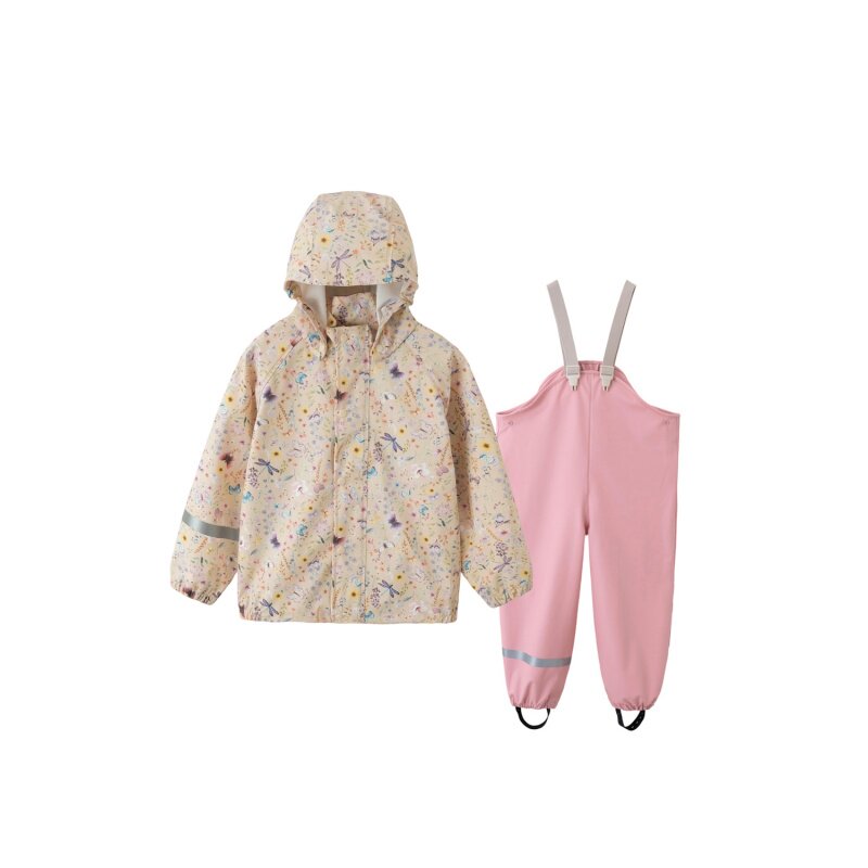 儿童女孩幼儿园雨衣雨裤套装薄款防水卡通印花户外连帽雨披连体裤