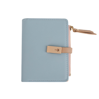 ins卡包钱包一体女短款简约森系超薄学生韩版复古拉链折叠零钱夹