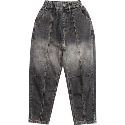 纯一良品童装男童牛仔裤春秋新品中大童渐变水洗锥形休闲长裤