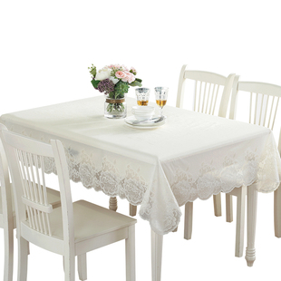 日本进口桌布防水圆桌正方形长方形台布蕾丝PVC塑料欧式茶几桌布