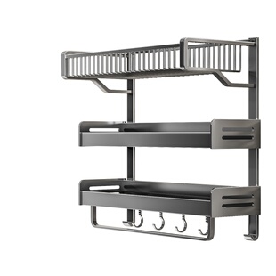 毛巾架一体卫生间置物架浴室架子免打孔厕所洗澡间卫浴太空铝浴巾