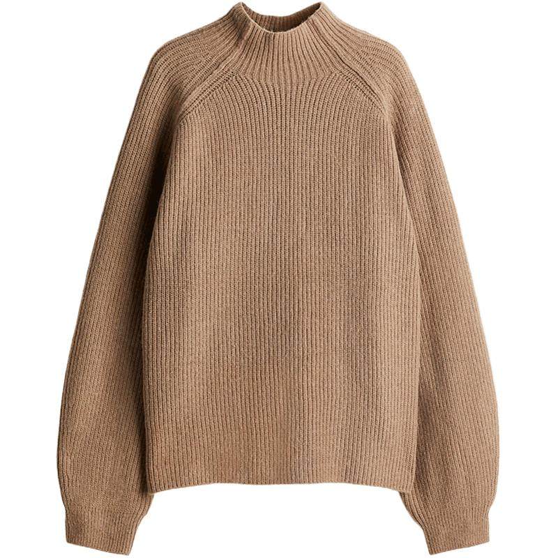 HM女装春季罗纹针织高领套衫1246588