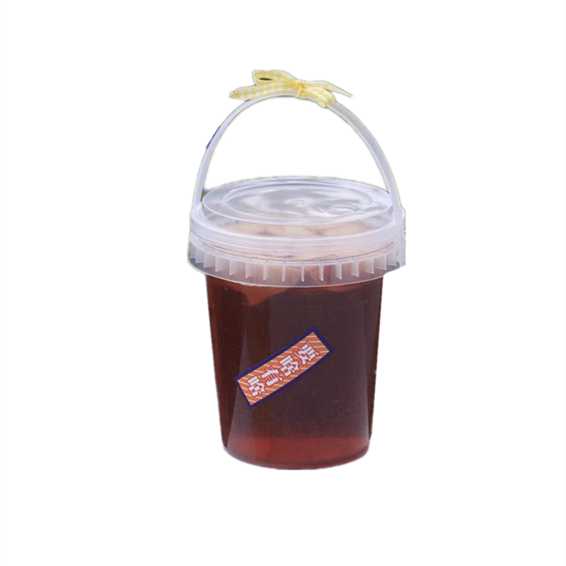 手提水果茶桶网红1000ml奶茶饮料果汁杯食品级透明塑料带盖手拎桶