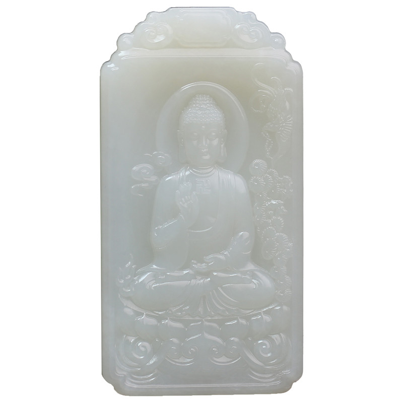 [大日如来]白玉仿古牌子吊坠带证