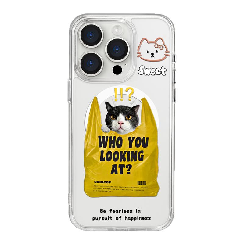 benefit趣味塑料袋探头猫狗适用于iphone17promax苹果16PRO黑色透明磁吸手机壳15新款13防摔保护套14情侣12