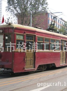 定制复古老款电车模型 轨道叮叮车影视道具 民国轨道车手工复古风