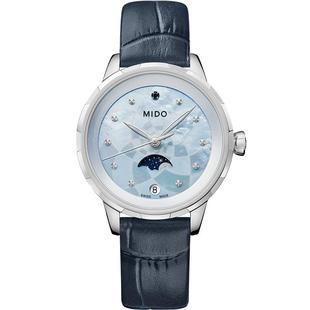 Mido美度手表女士新款花淅月相女款时尚石英女表轻奢礼物真钻贝母