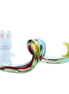 七隐原创天使兔玻璃摆件