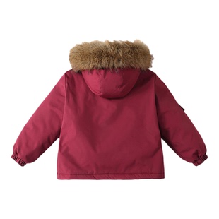 哈罗小黄鸭儿童冲锋衣棉服加绒加厚派克服男女童拜年棉衣毛领外套