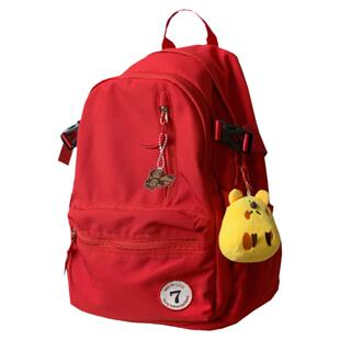 日系ins风红色双肩包女 初中高中学生书包女生简约大容量电脑背包