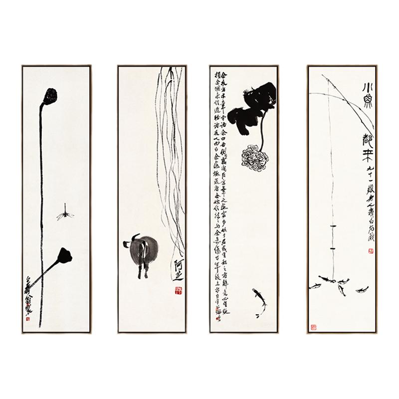 齐白石客厅水墨画装饰画新中式挂画茶室书房中国风禅意玄关墙画