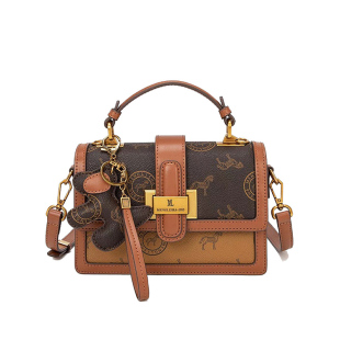 品牌复古老花手提小方包2026新款高级质感宽带半岛铁盒单肩斜挎包