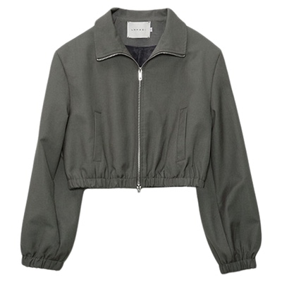 洛边 直角肩未来感拼接外套高腰露脐设计甜酷飞行夹克上衣