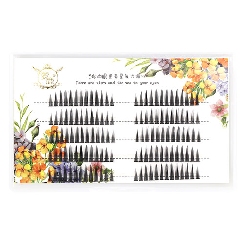 梦鹿假睫毛小恶魔漫画眼自然女仿真浓密单簇嫁接分段式朵毛FD68