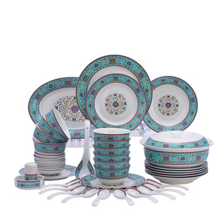 景德镇珐琅彩陶瓷餐具套装骨瓷米饭碗装菜盘子中式餐具家用碗盘碟