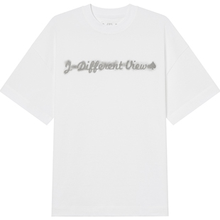 JDV男装商场同款夏季新款白色纯棉印花短袖圆领T恤