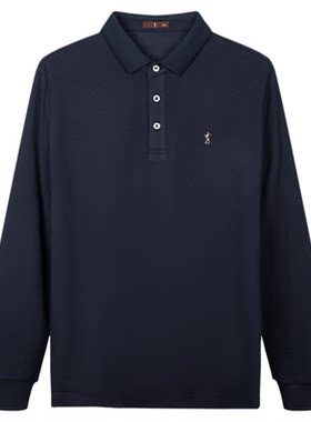 才子桑蚕丝长袖POLO衫男T恤商务