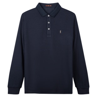 才子桑蚕丝长袖POLO衫男士2025春秋新款修身透气商务休闲T恤上衣