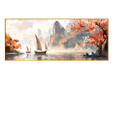 山水风景画客厅挂画新中式