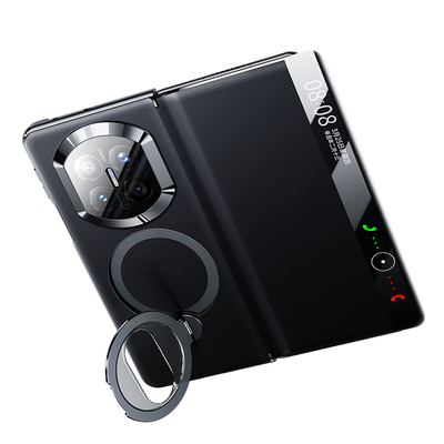 MateX7真牛皮磁吸圆环支架皮套