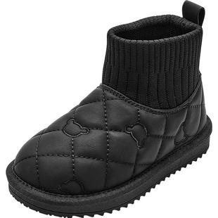巴拉巴拉儿童雪地靴男童女童加绒靴子冬季新款童鞋宝宝袜子靴棉靴