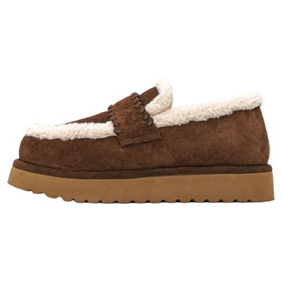 IN&IN【真皮厚底雪地乐福鞋】防水毛毛鞋女鞋雪地靴加绒半拖鞋子