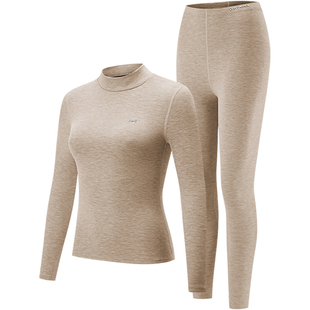 猫人德绒保暖内衣女士加绒加厚中高领含驼绒打底秋衣秋裤套装冬季