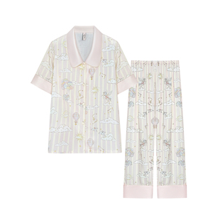 【梦旅人 | 云间飞象】夏季短袖冰丝女款睡衣2026新款家居服套装