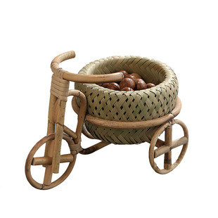 纯手工竹编水果篮干果盘创意家用收纳篮馒头筐竹篮子竹篓装饰摆件