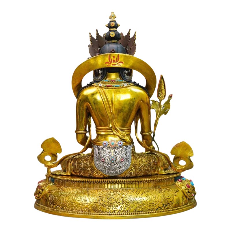 藏传真金半彩绘地藏王纯铜摆件